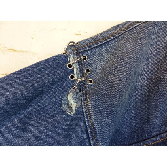 Zara Man 1975 Denim Field Jacket Men L Blue Utility Distress Embellished Grunge - Picture 6 of 14